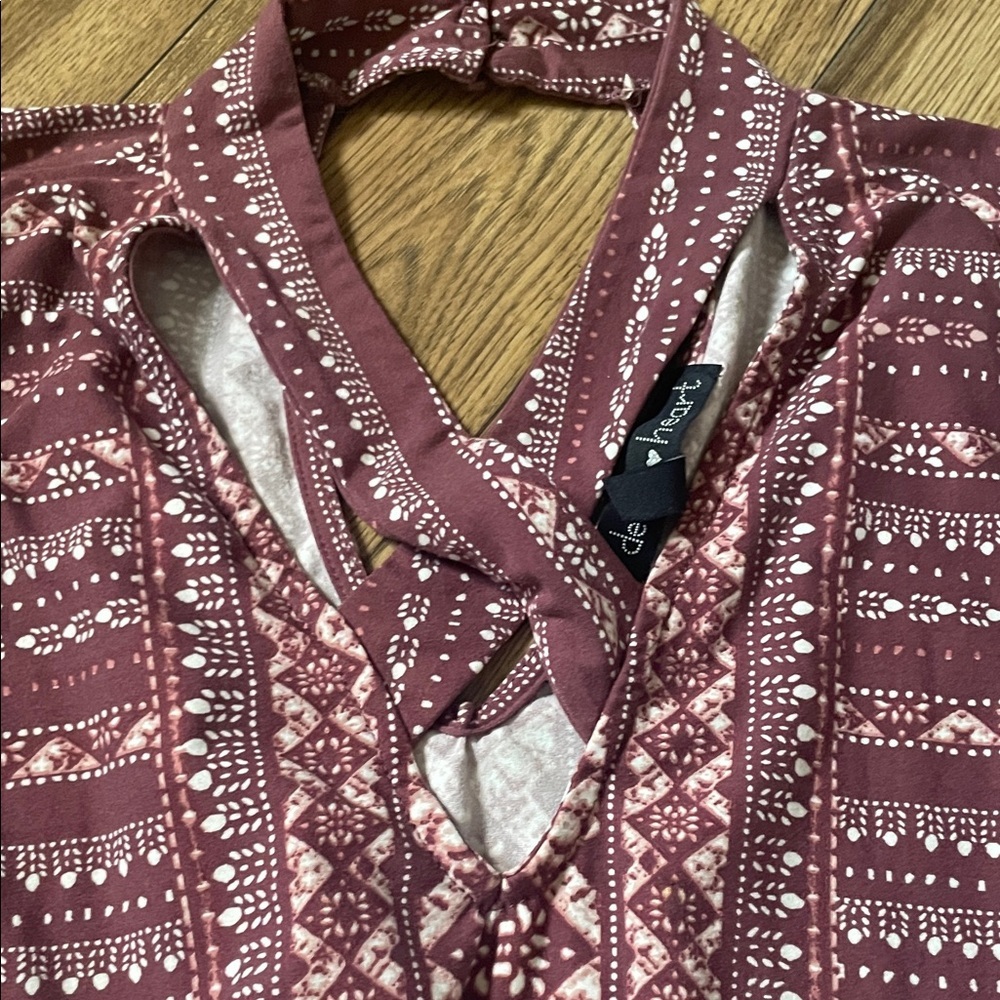 Derek Heart Burgundy and Cream Sleeveless Dress 5/$85​ - Picture 4 of 4